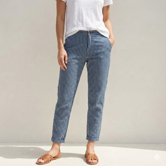 Marine Layer Pants - Marine Layer The Tencel Allison Trouser Pants Womens Small Navy‎ Blue Striped